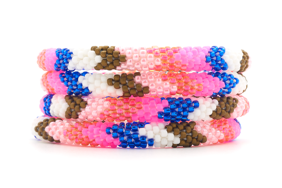 Sashka Co. Extended 8" Bracelet Pinks / Blue / White / Brown Caribbean Bliss Bracelet - Extended 8"
