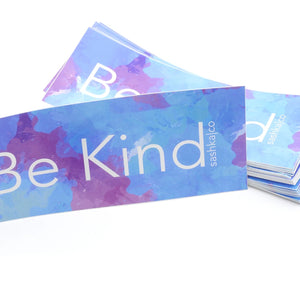 Be Kind Sashka Co. Sticker in Blue and Purple.