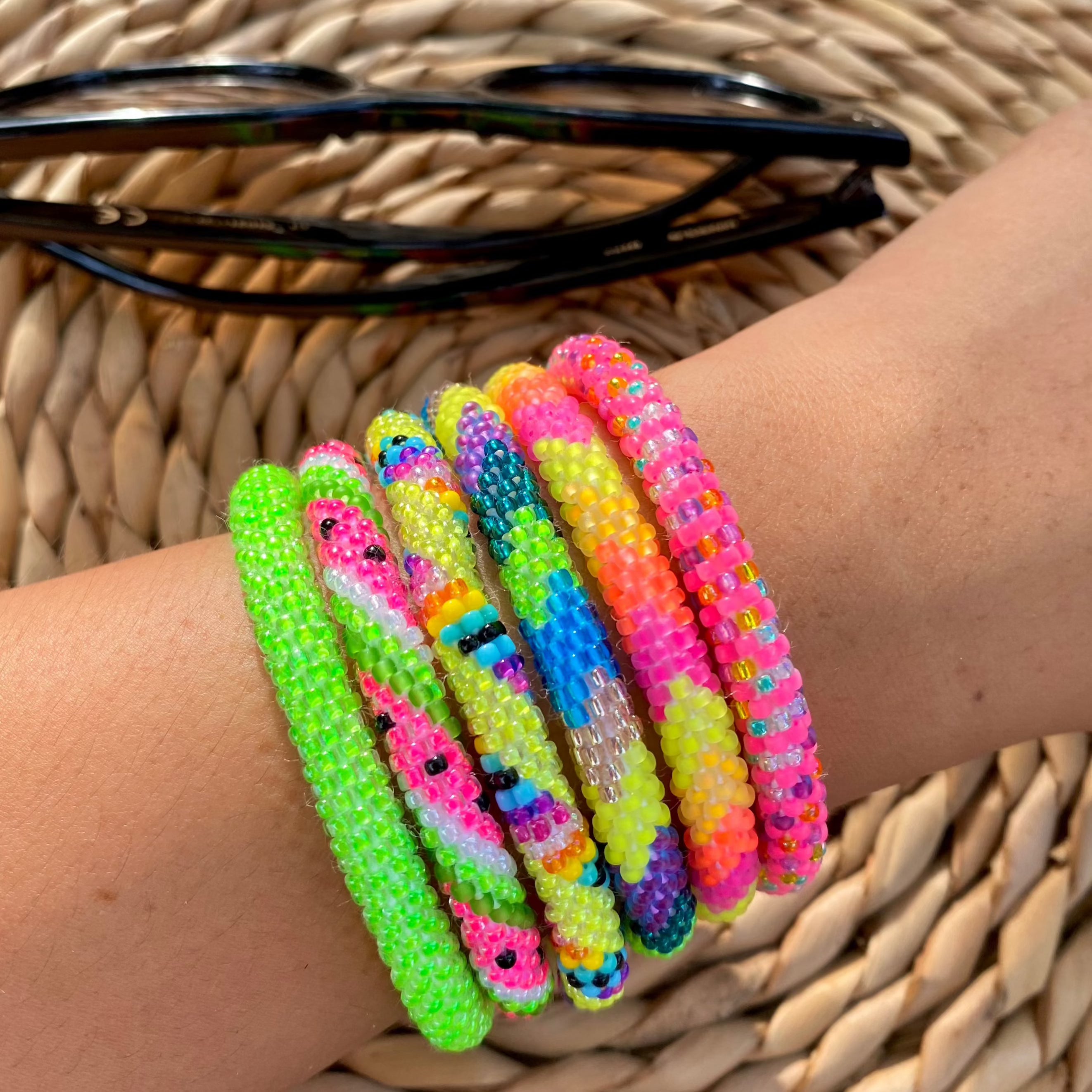 Sashka Co. Solid Glass Bead Bracelet Neon Green Neon Green Bracelet